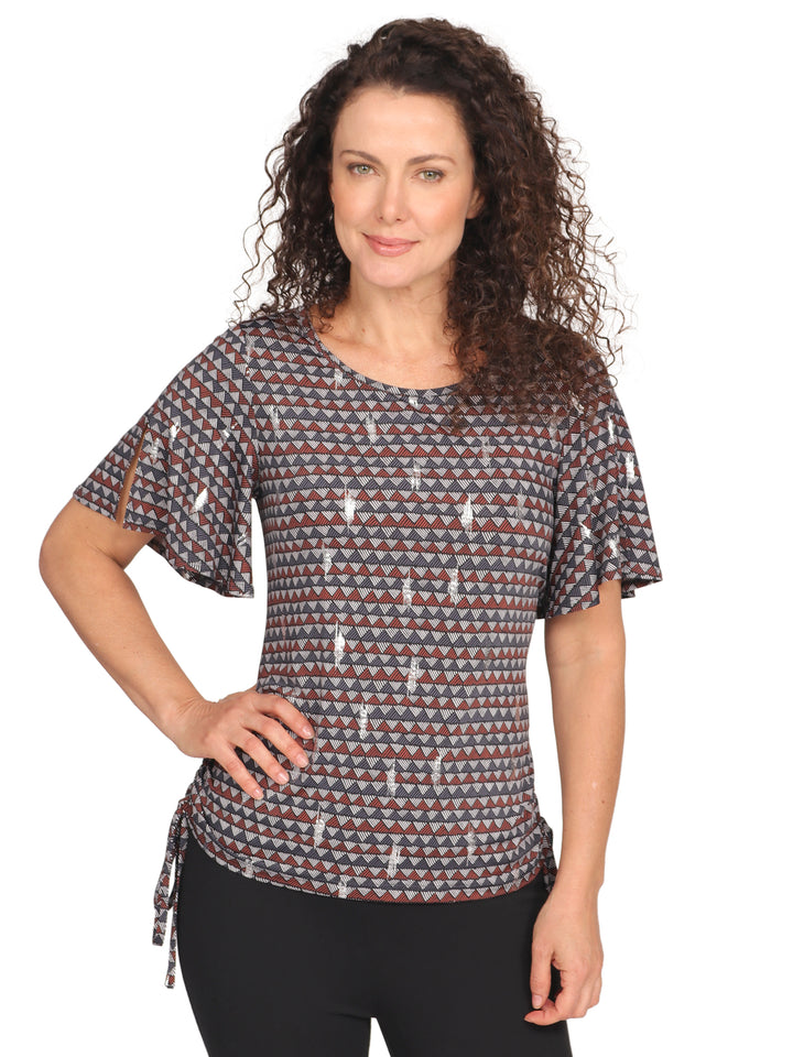 Blusa Cuello Redondo, Manga Olán, Estampada