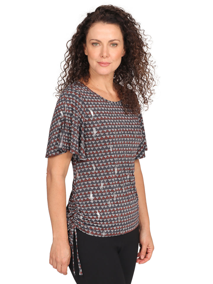 Blusa Cuello Redondo, Manga Olán, Estampada