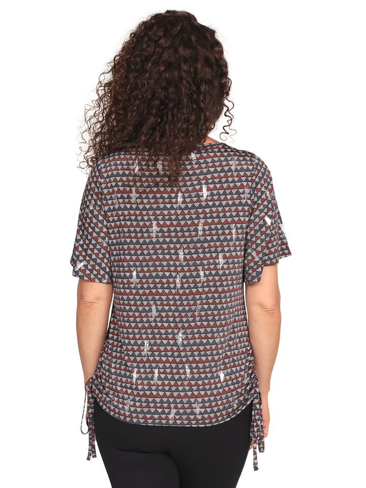 Blusa Cuello Redondo, Manga Olán, Estampada