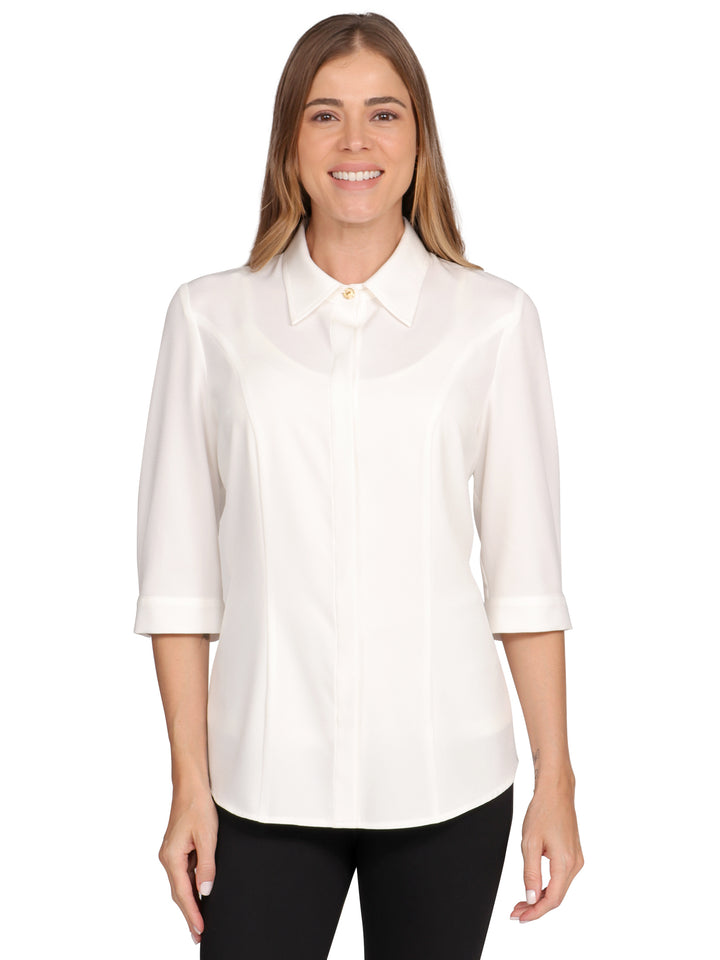 Blusa Camisera, Manga 3/4, Lisa