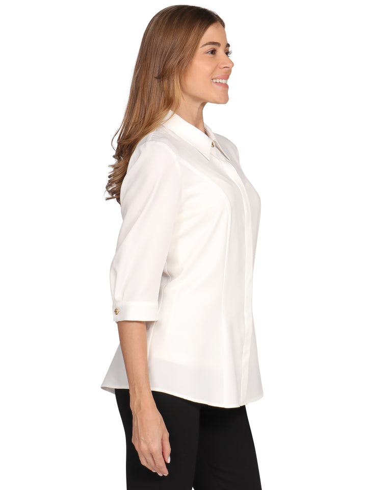 Blusa Camisera, Manga 3/4, Lisa