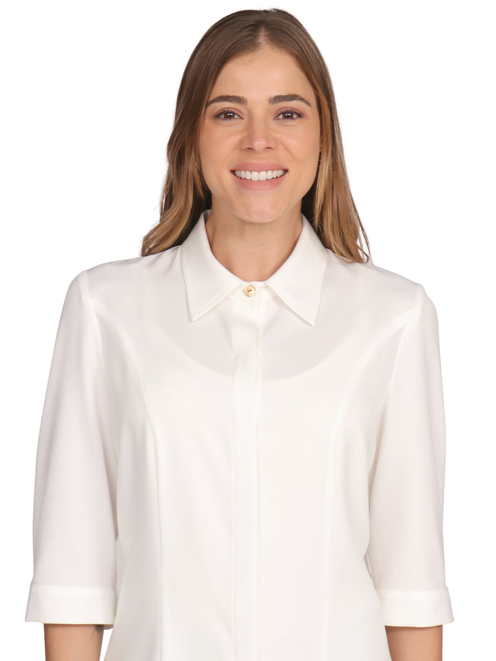 Blusa Camisera, Manga 3/4, Lisa