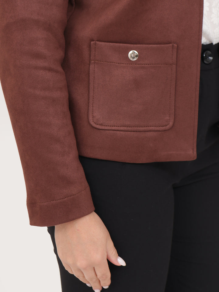 Chamarra Cuello Mao y Bolsillos con Broche