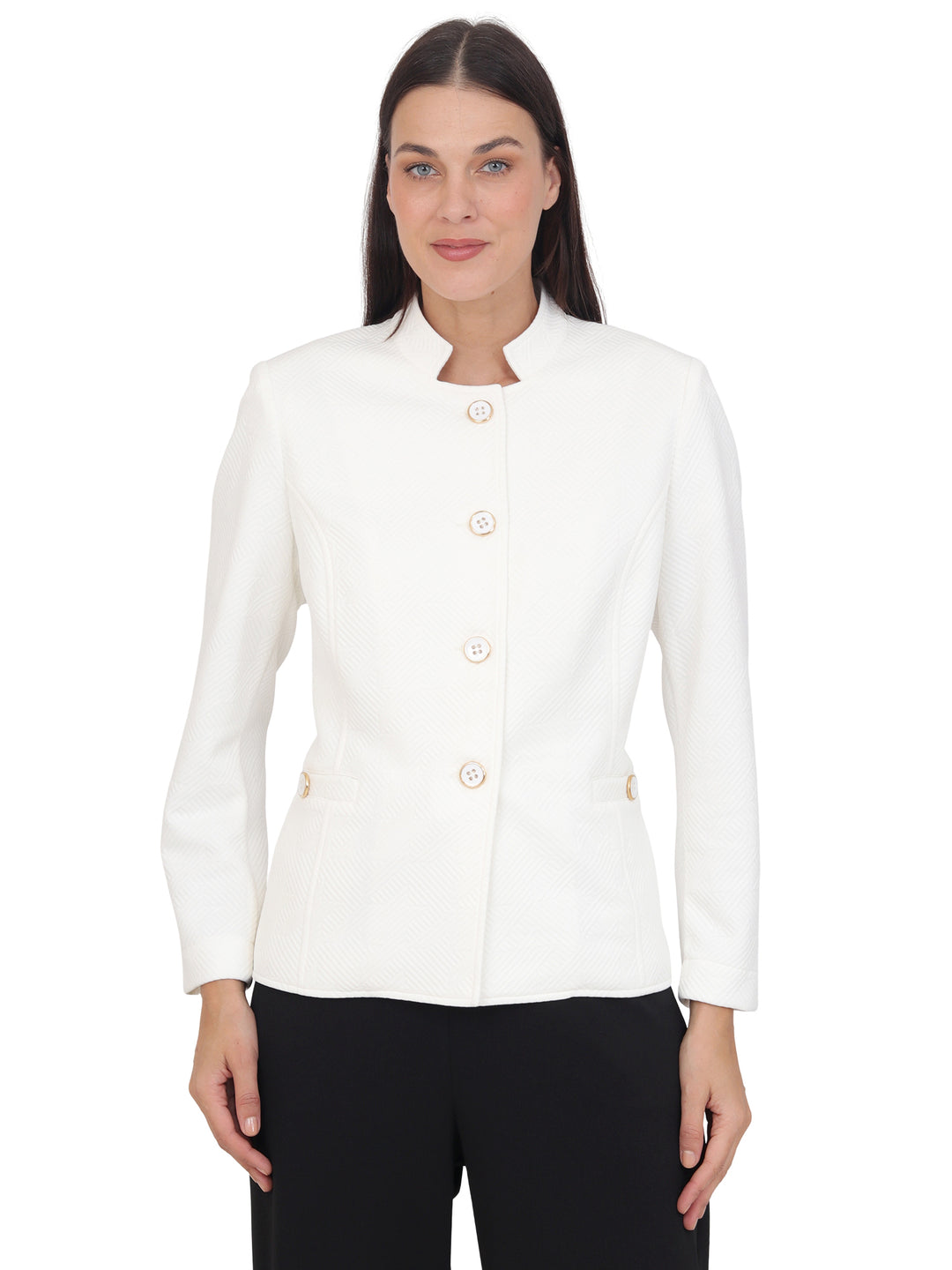 Chaqueta Cuello Redondo, Botones al Frente