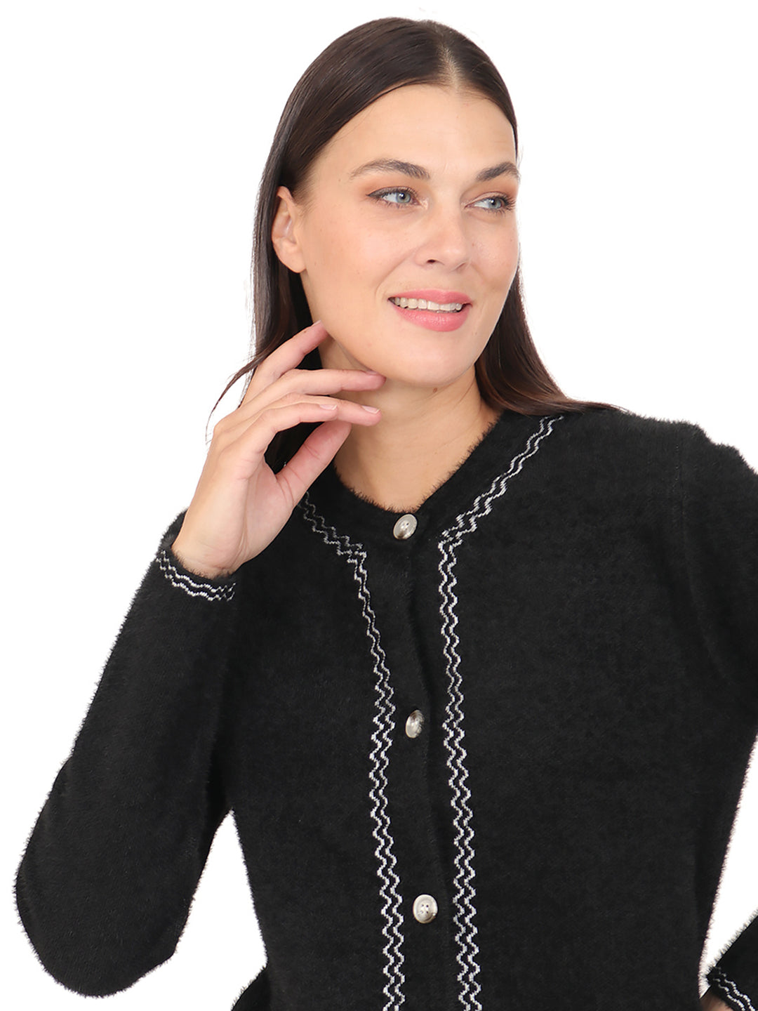 Suéter Cuello Redondo, Botones al Frente.