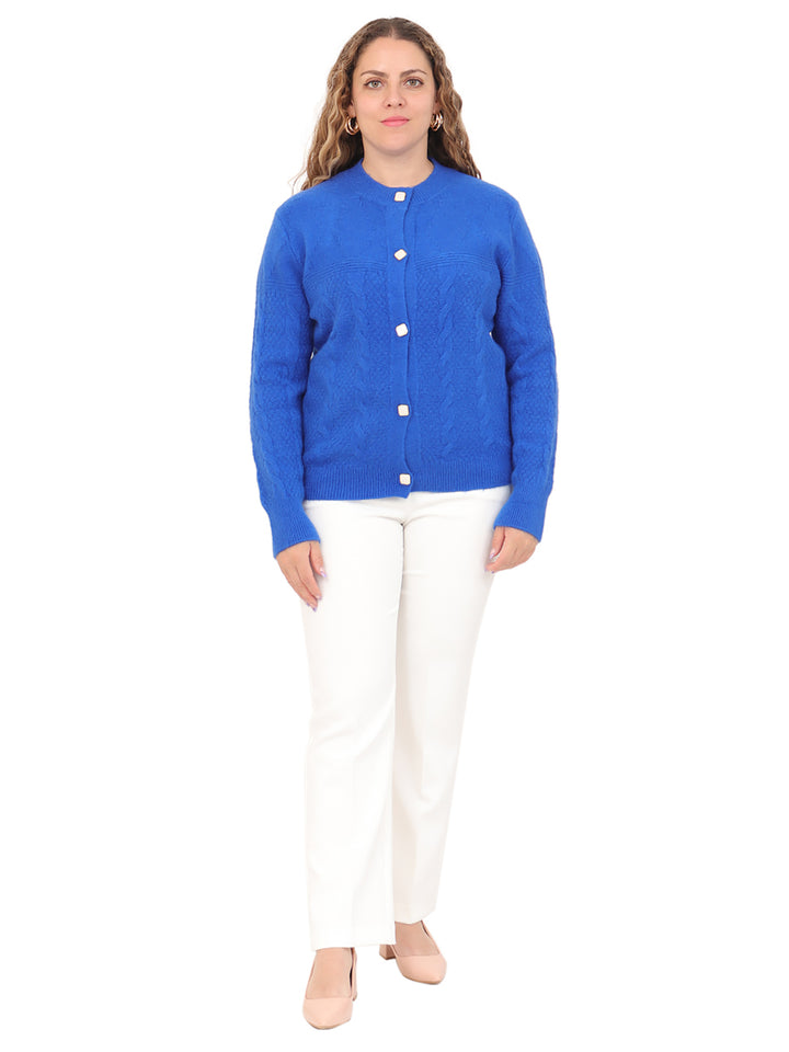 Suéter Cuello Redondo, Botones al Frente