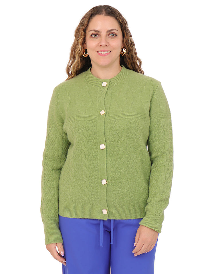 Suéter Cuello Redondo, Botones al Frente