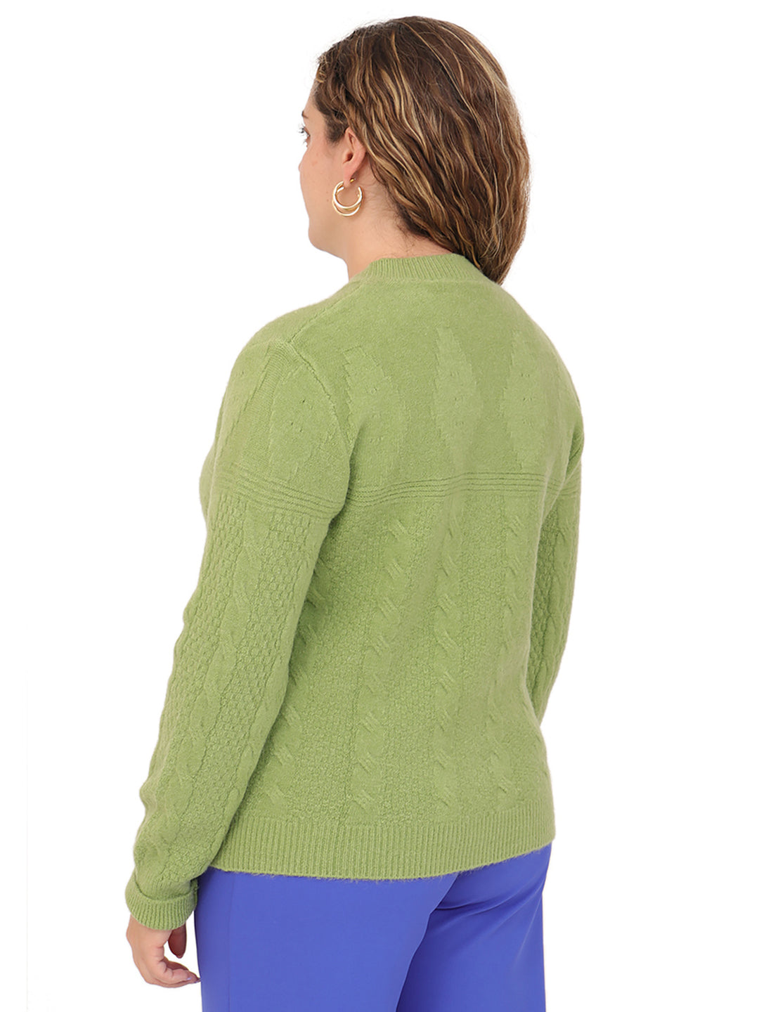 Suéter Cuello Redondo, Botones al Frente