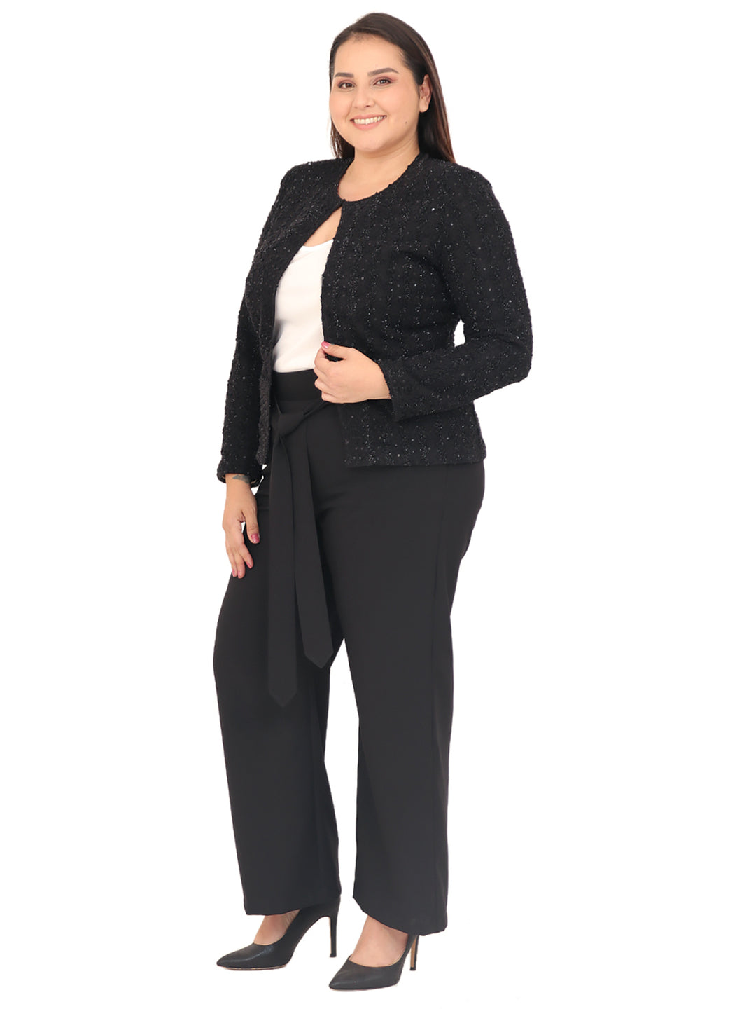 Saco Curvy Carilo , Cuello Redondo, Brillos