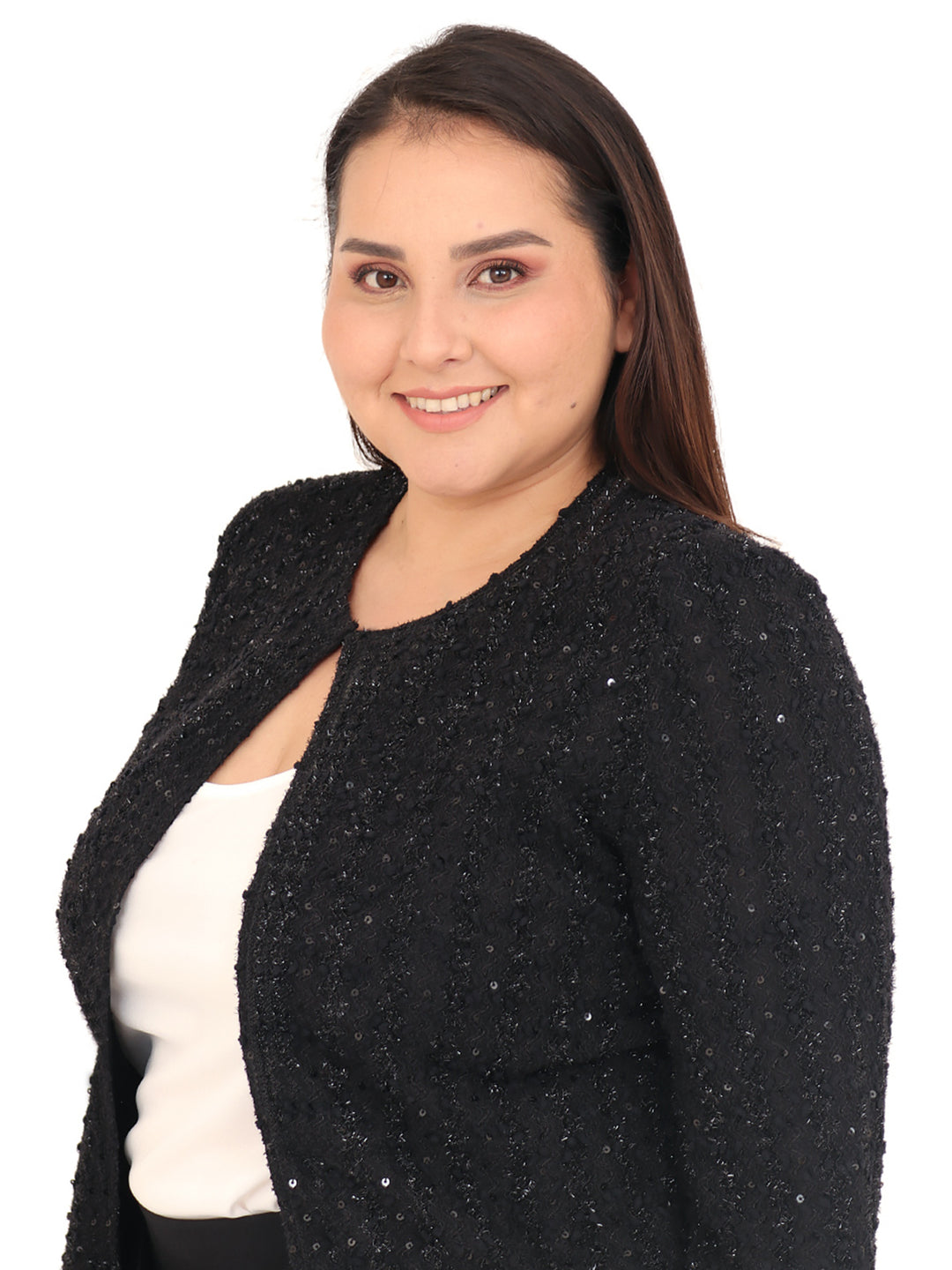 Saco Curvy Carilo , Cuello Redondo, Brillos