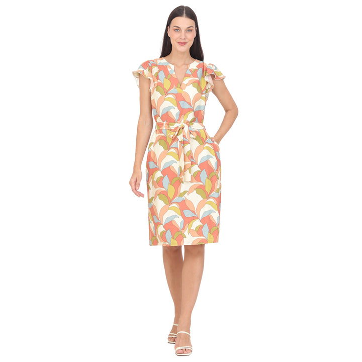 Vestido Cuello, Amarre en la Cintura, Estampada
