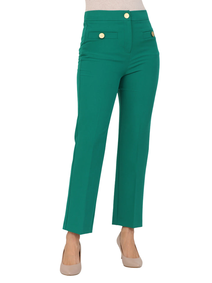 Pantalón Recto, Liso, Bolsas Al Frente