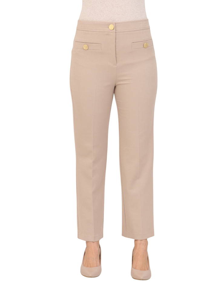 Pantalón Recto, Liso, Bolsas Al Frente