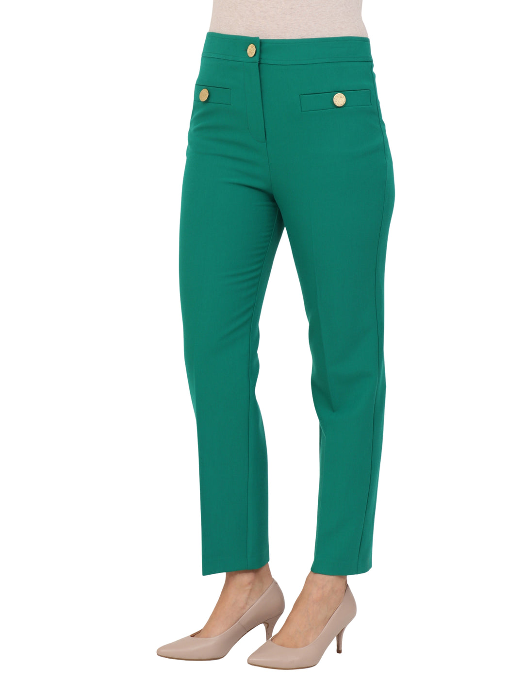 Pantalón Recto, Liso, Bolsas Al Frente