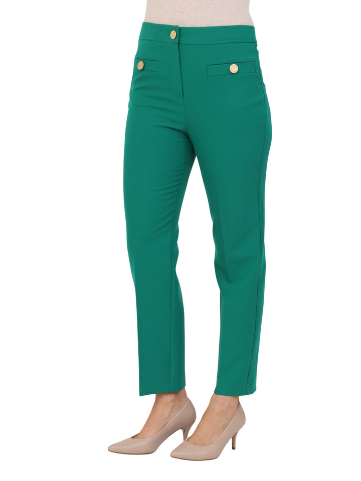 Pantalón Recto, Liso, Bolsas Al Frente