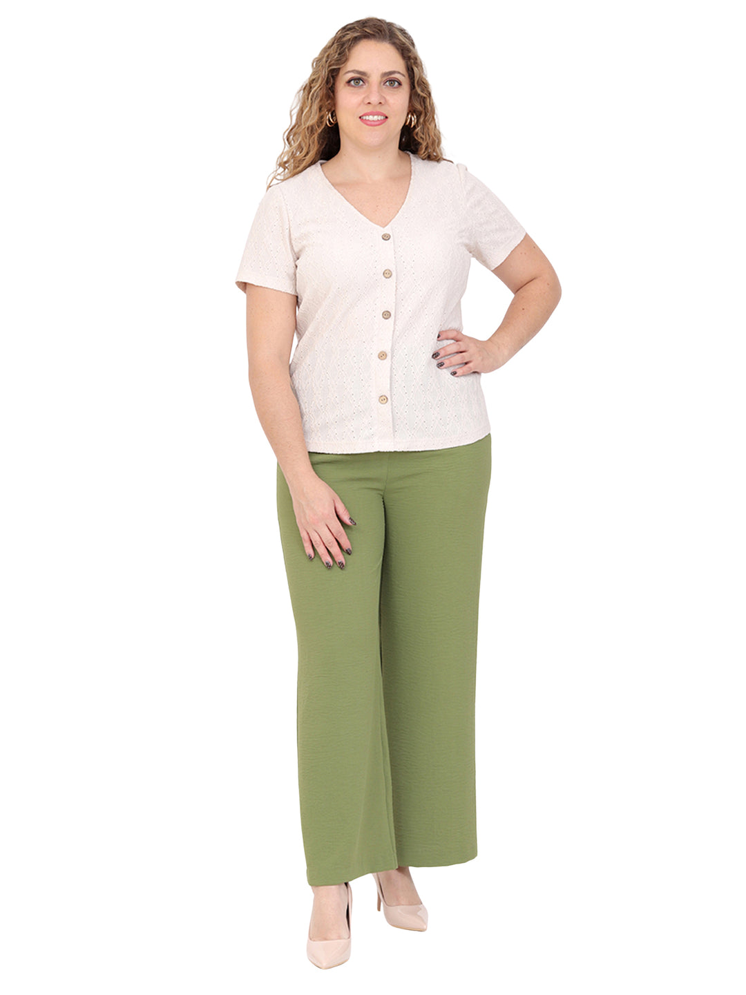 Pantalón Recto, Resorte, Liso