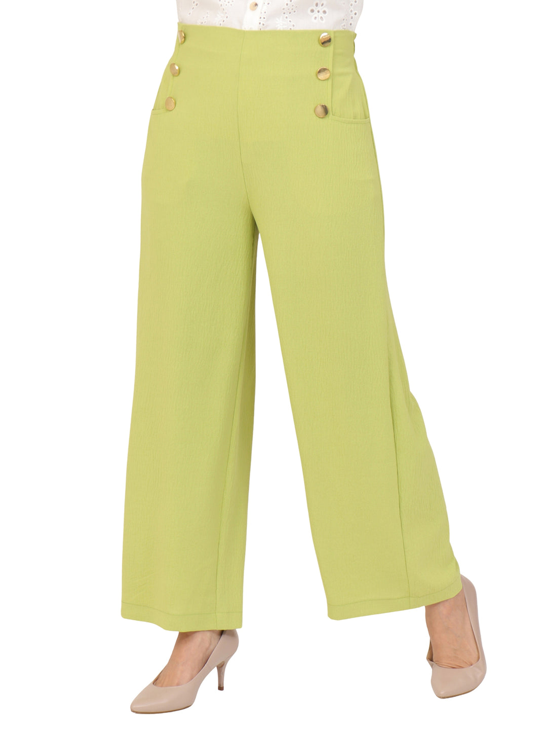 Pantalón Recto, Liso, botones al Frente