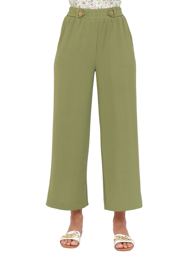 Pantalón Recto, Liso, Botones al Frente