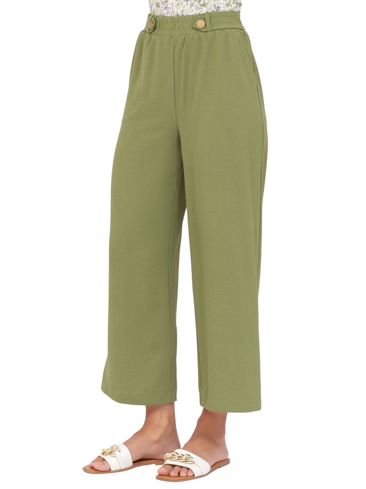 Pantalón Recto, Liso, Botones al Frente