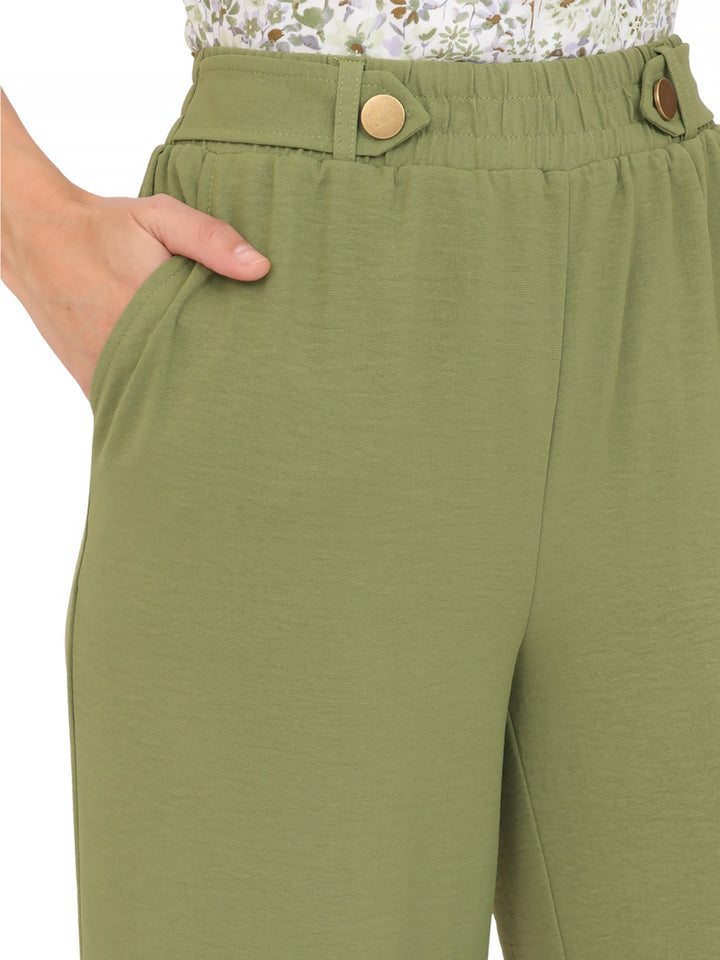 Pantalón Recto, Liso, Botones al Frente