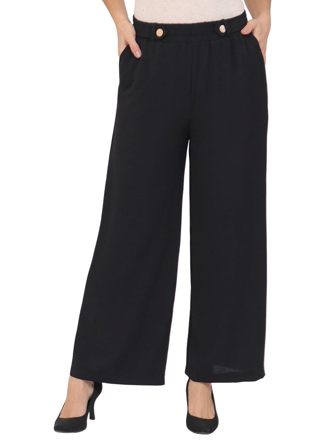 Pantalón Recto, Liso, Botones al Frente