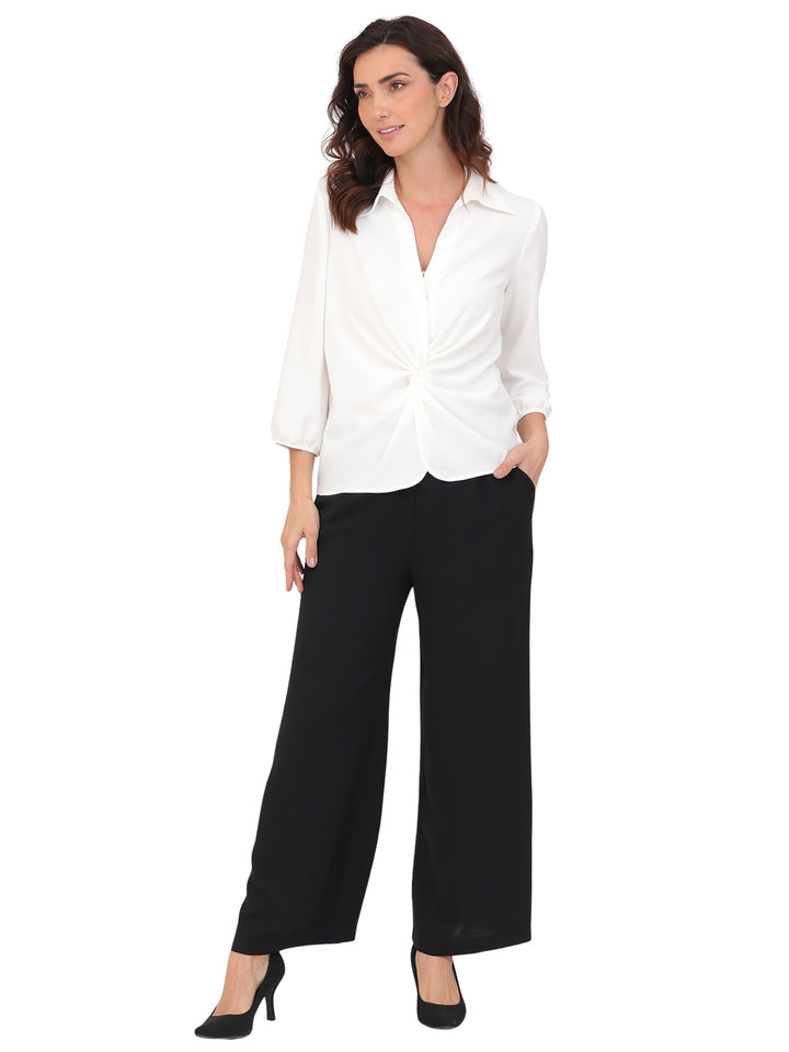 Pantalón Recto, Liso, Botones al Frente