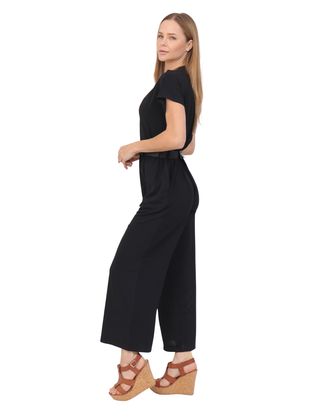 Jumpsuit Cuello En V, Manga Corta