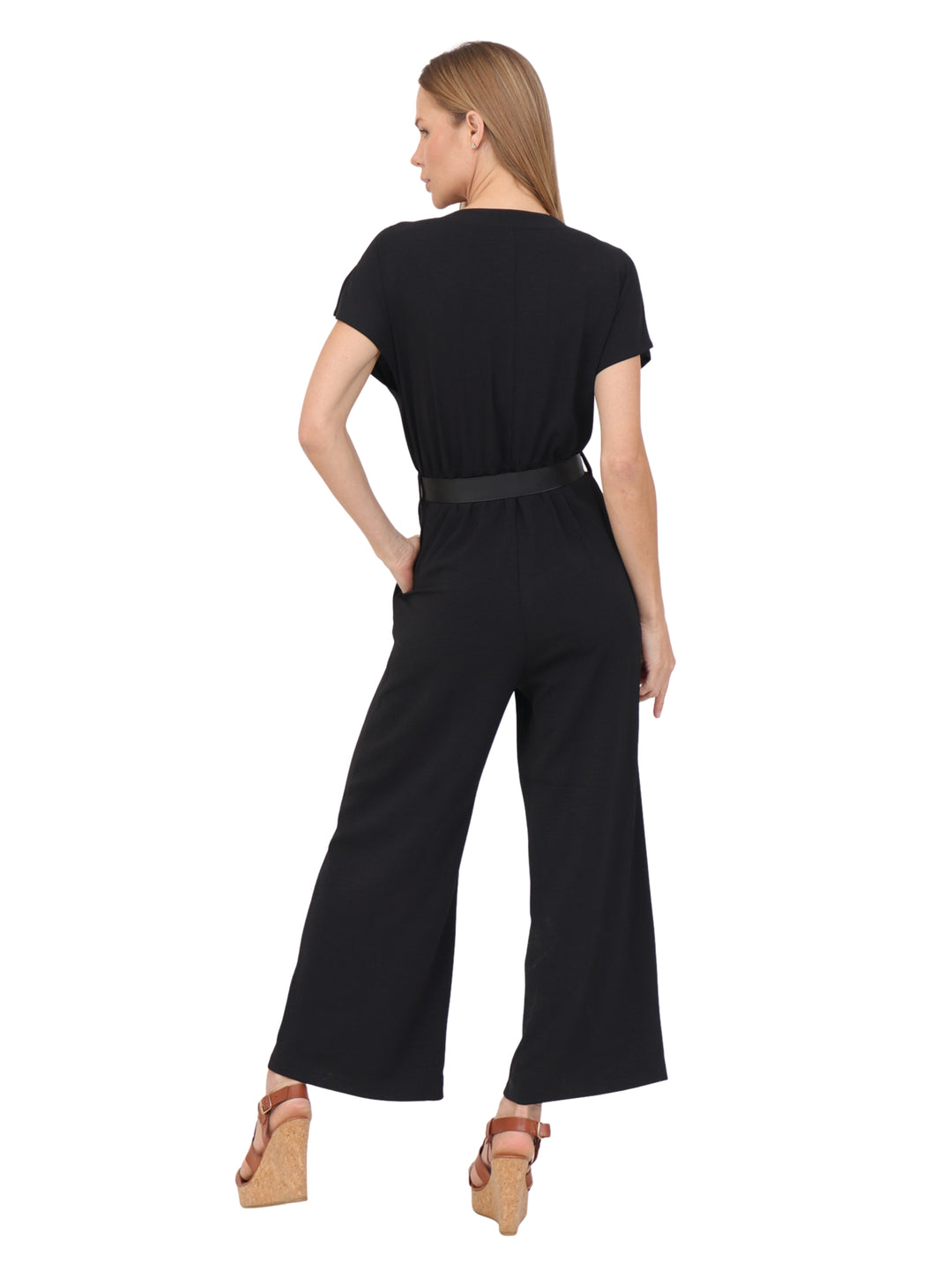 Jumpsuit Cuello En V, Manga Corta