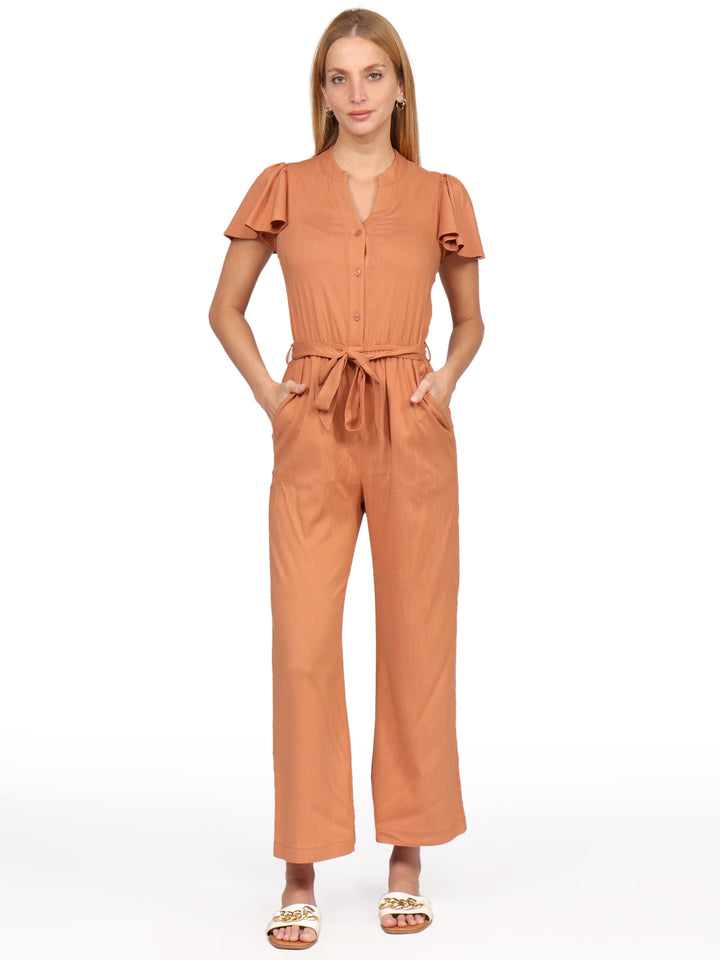 Jumpsuit, Manga Corta, Cuello Redondo