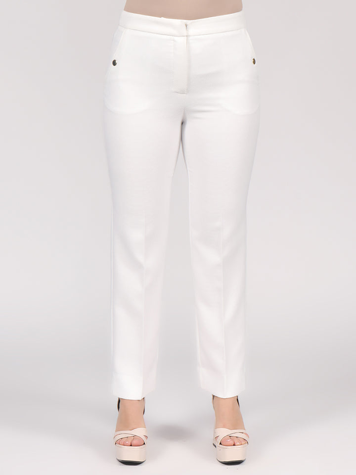 Pantalón Recto con Textura y Bolsas
