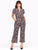 Jumpsuit Cuello en V, Amarre, Manga Olan, Estampado