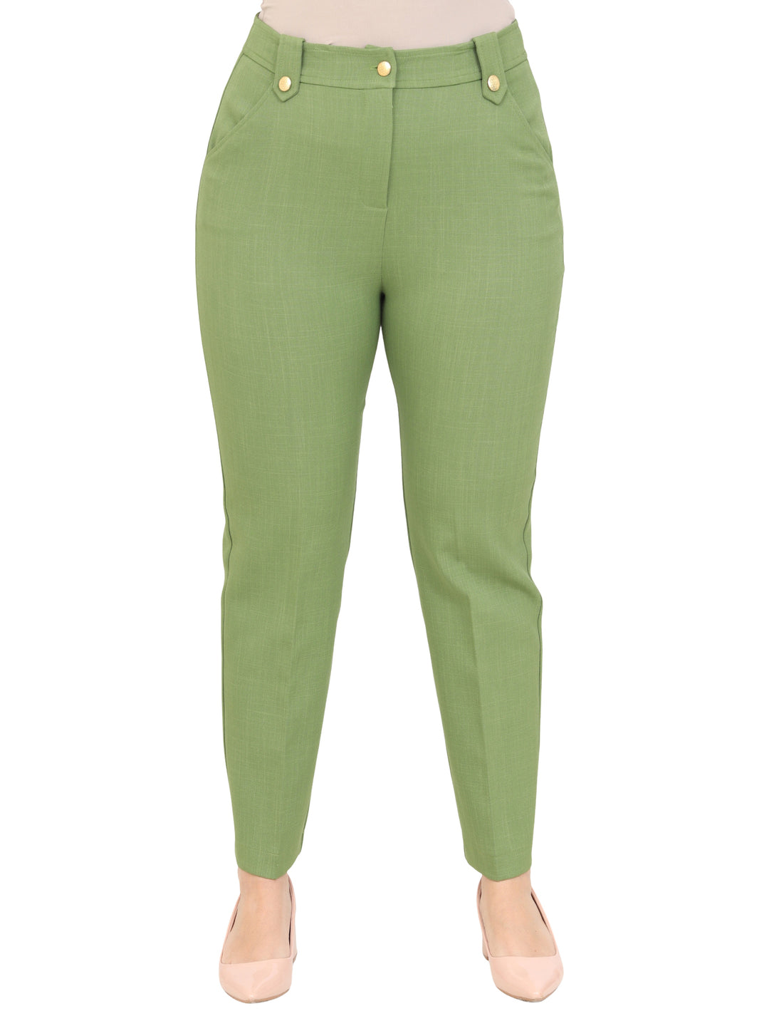 Pantalón Recto, Liso, Bolsas Al Frente