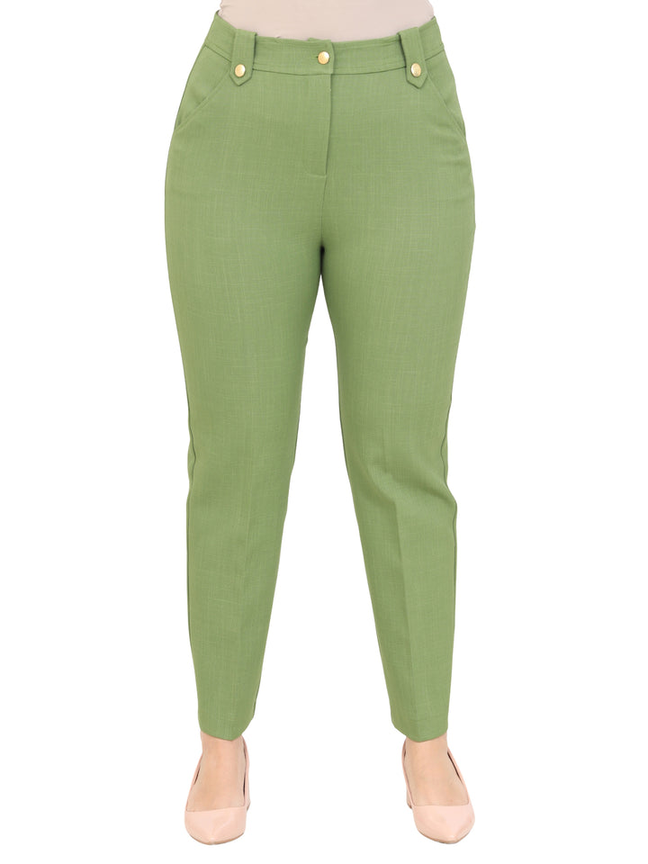 Pantalón Recto, Liso, Bolsas Al Frente