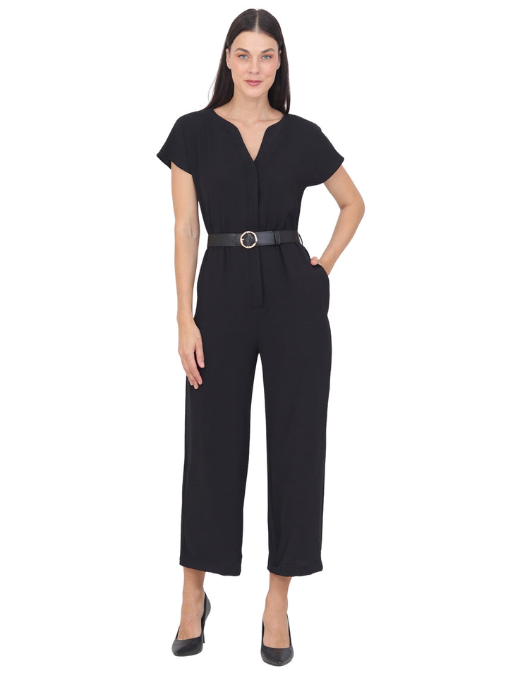 Jumpsuit Cuello En V, Manga Corta