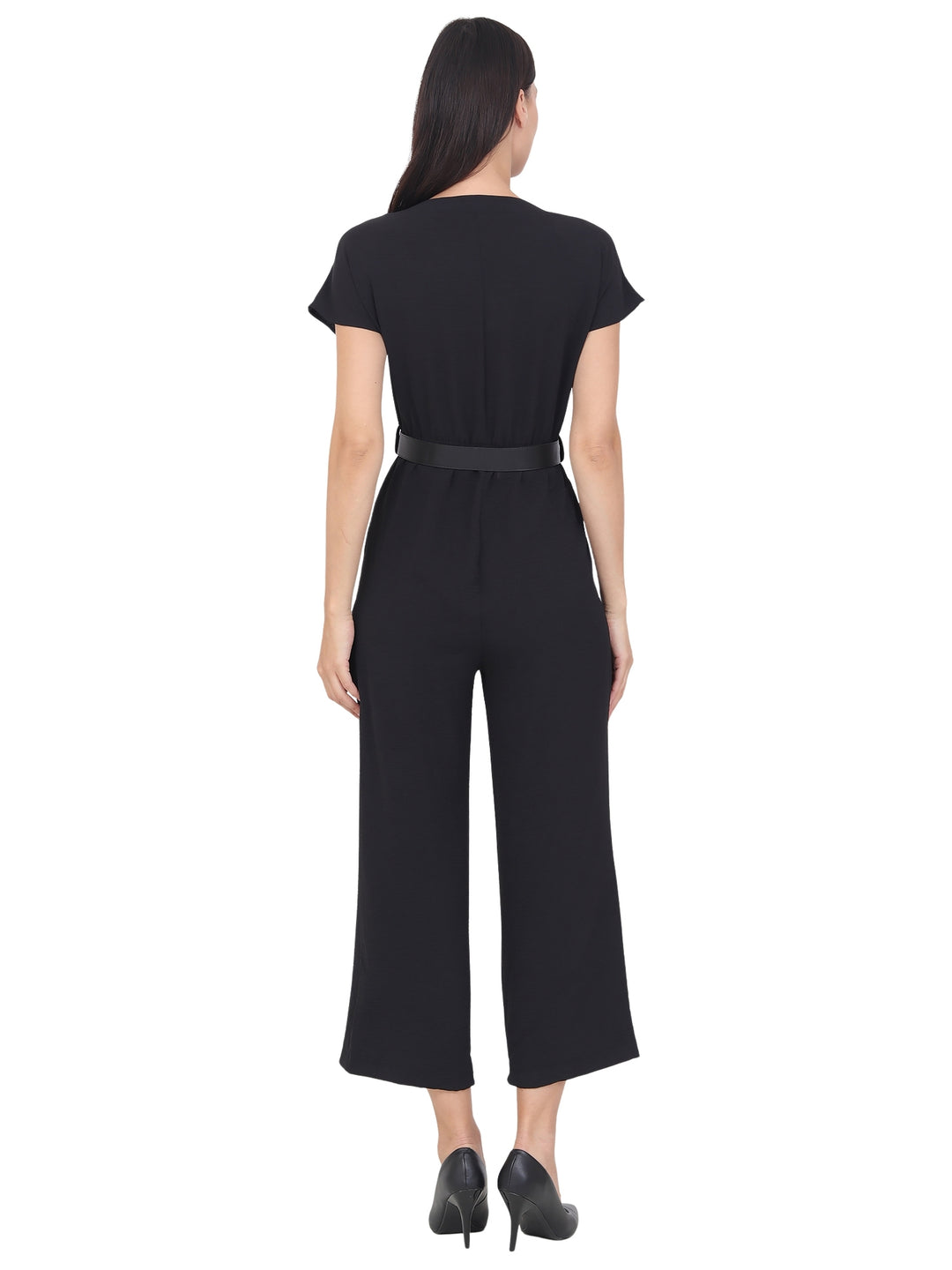 Jumpsuit Cuello En V, Manga Corta