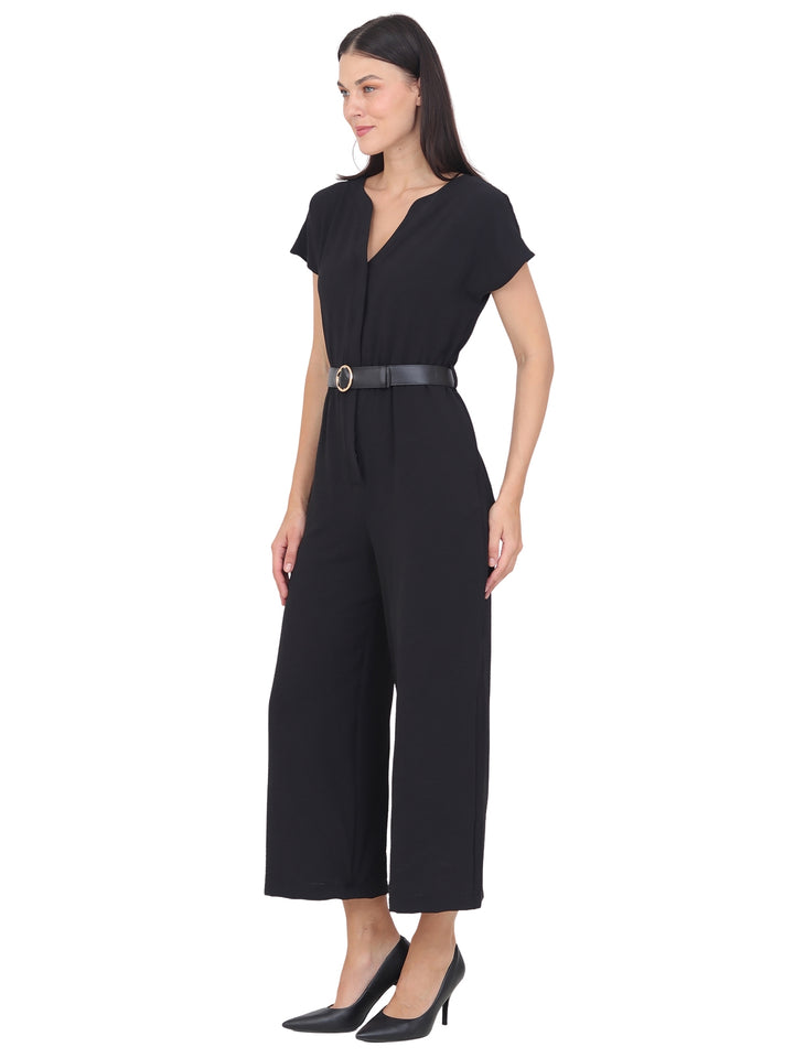 Jumpsuit Cuello En V, Manga Corta