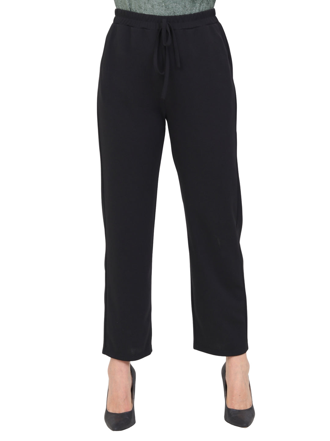 Pantalón Recto,  Resorte, Amarre al frente, Liso