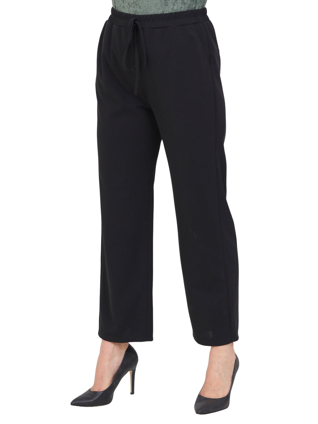 Pantalón Recto,  Resorte, Amarre al frente, Liso