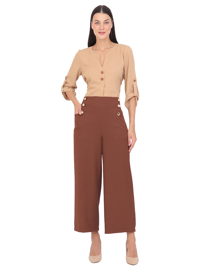 Pantalón Recto, Liso, botones al Frente