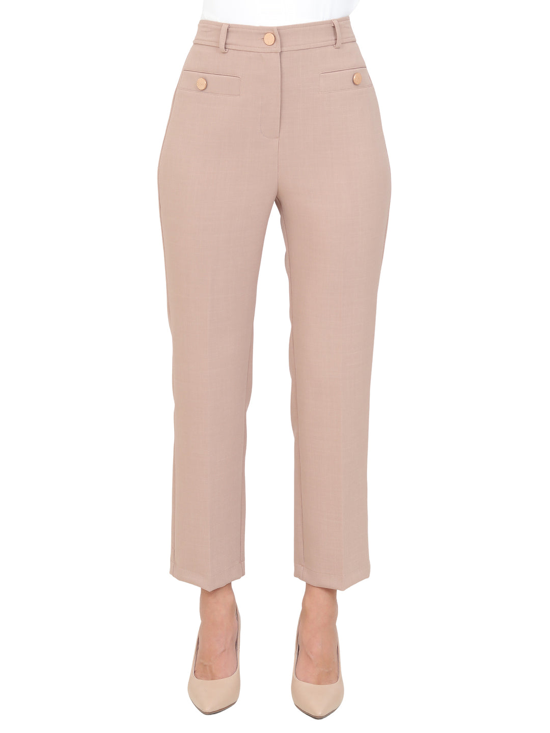 Pantalón Recto,  Bolsas con Boton al Frente