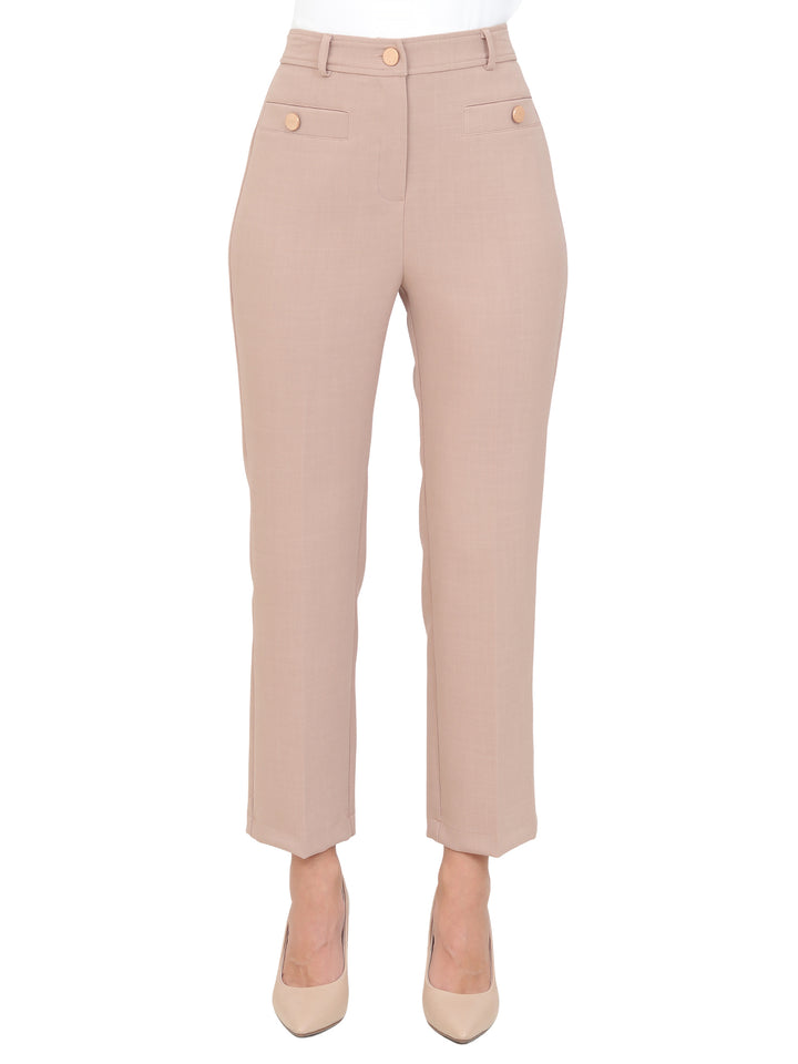 Pantalón Recto,  Bolsas con Boton al Frente