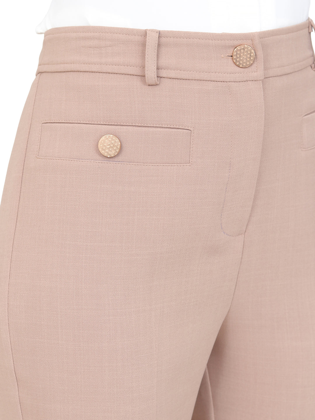 Pantalón Recto,  Bolsas con Boton al Frente