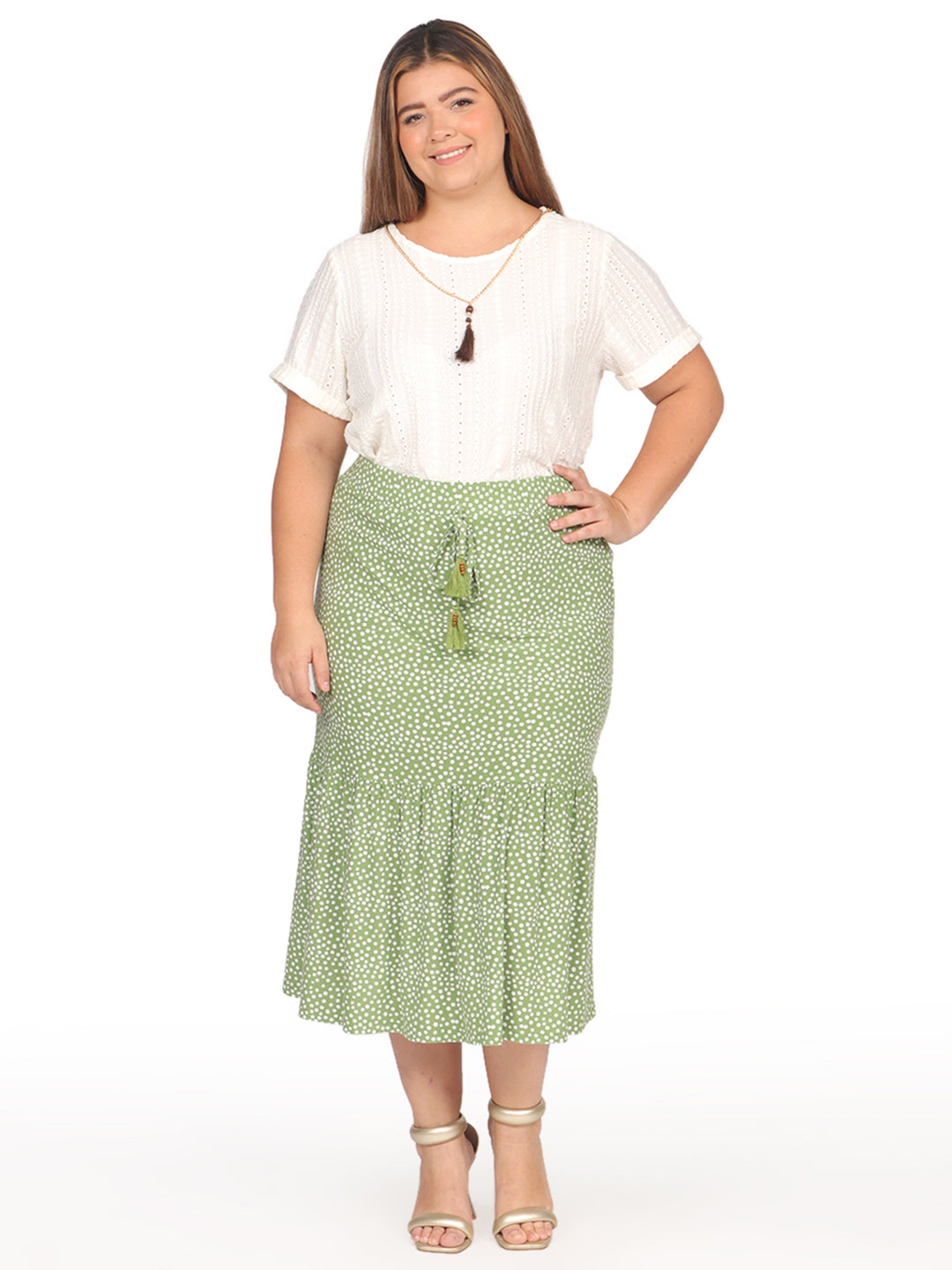 Falda Curvy Carilo,Larga,  Estampada