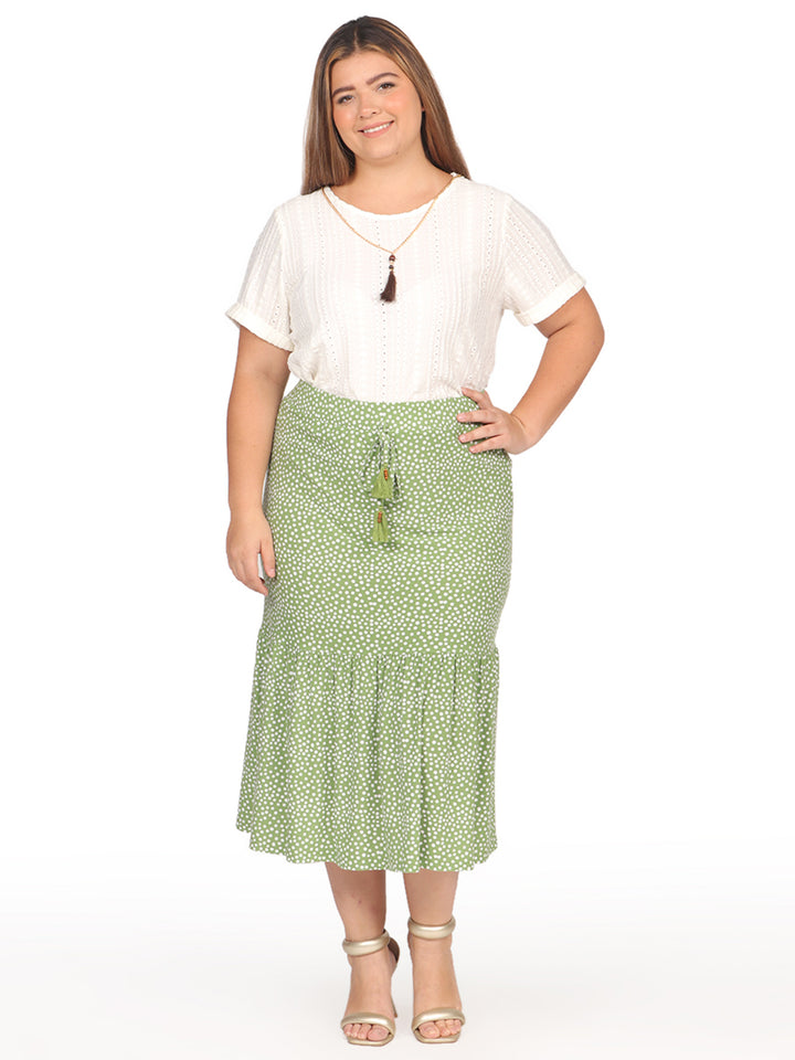 Falda Curvy Carilo,Larga,  Estampada