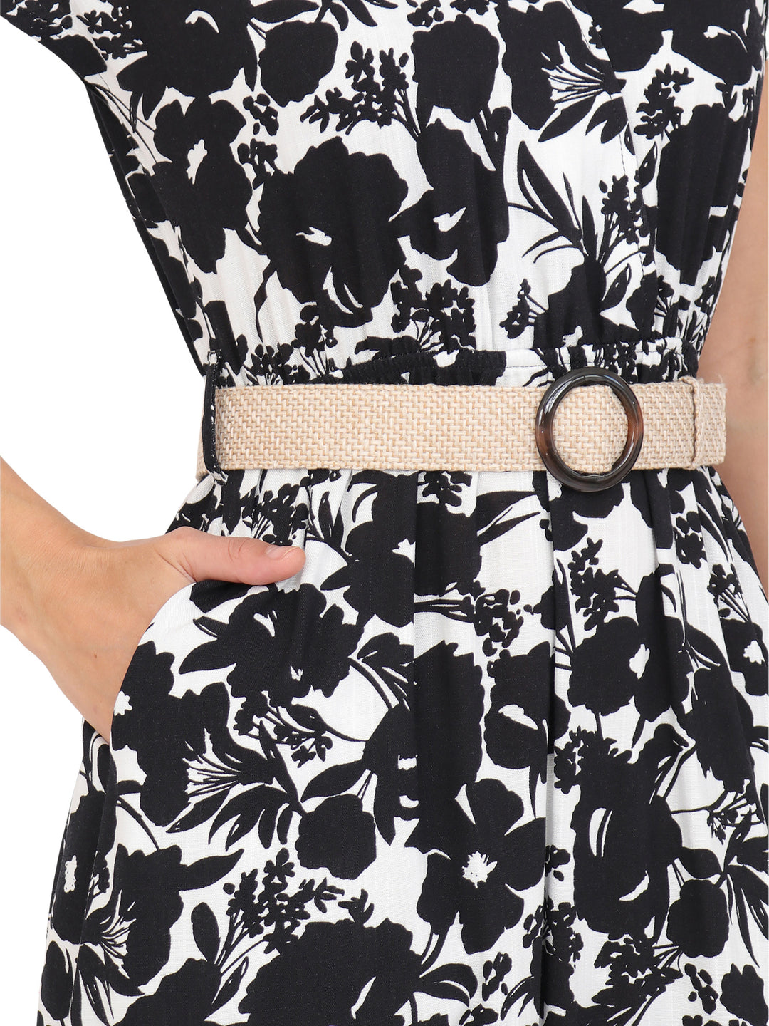 Vestido  Cuello V, Manga Corta,Largo, Estampado