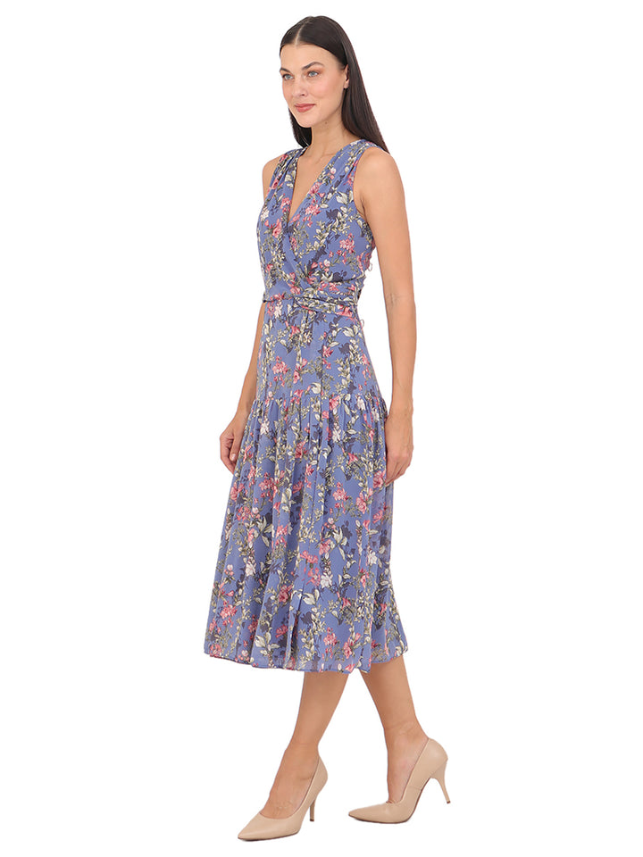 Vestido  Cuello V, Tirante Ancho, Estampado