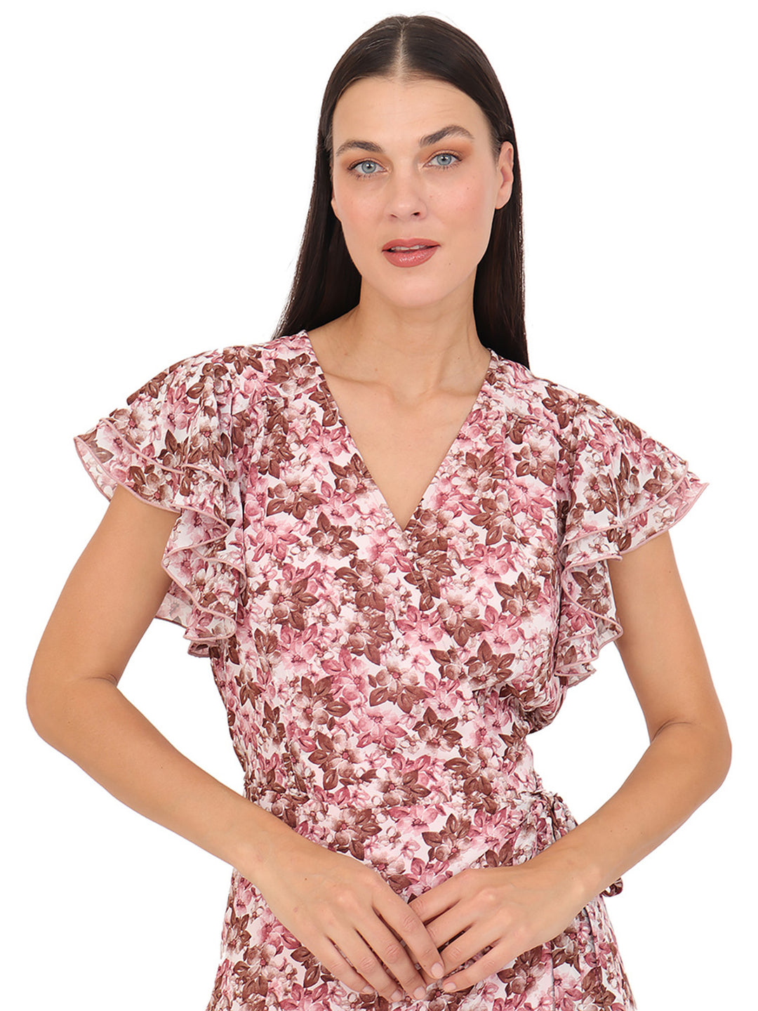 Vestido  Cuello V, Manga Corta