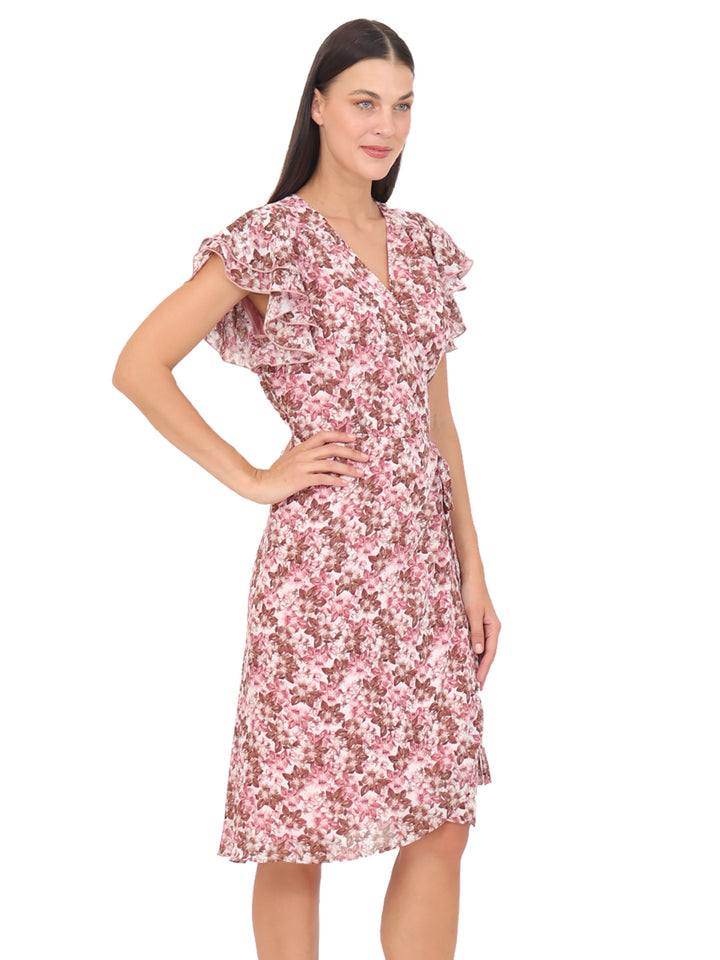 Vestido  Cuello V, Manga Corta