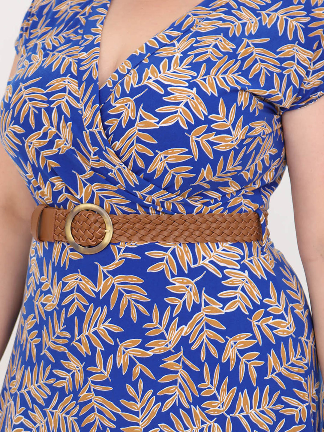 Vestido Curvy Carilo, Cuello en V, Cruzado,  Manga Corta