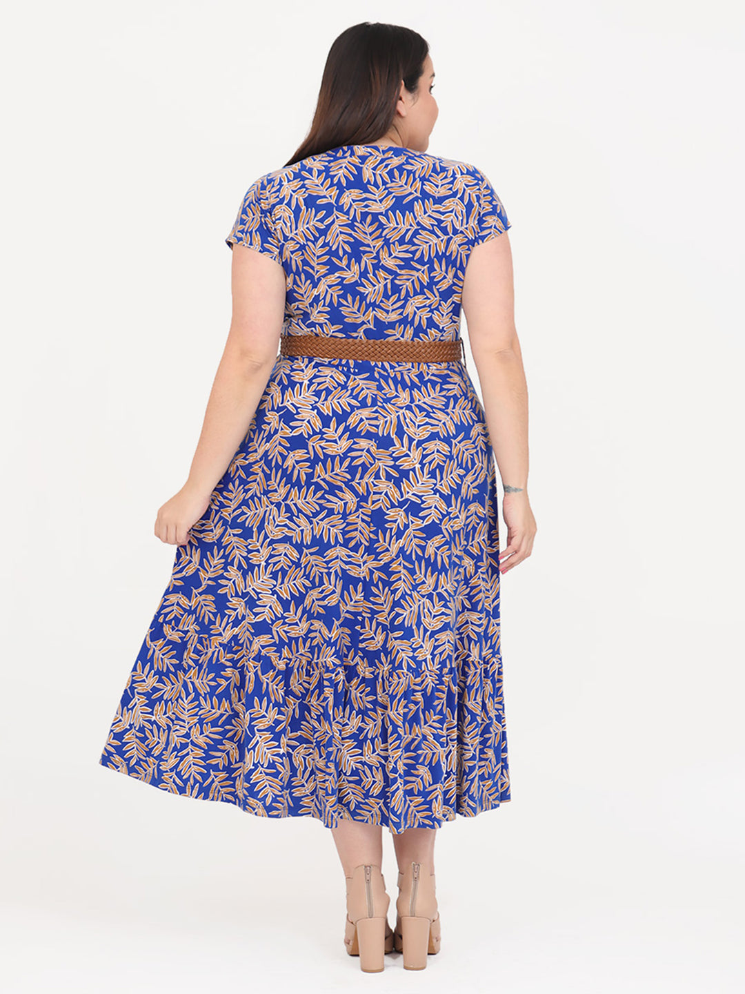 Vestido Curvy Carilo, Cuello en V, Cruzado,  Manga Corta